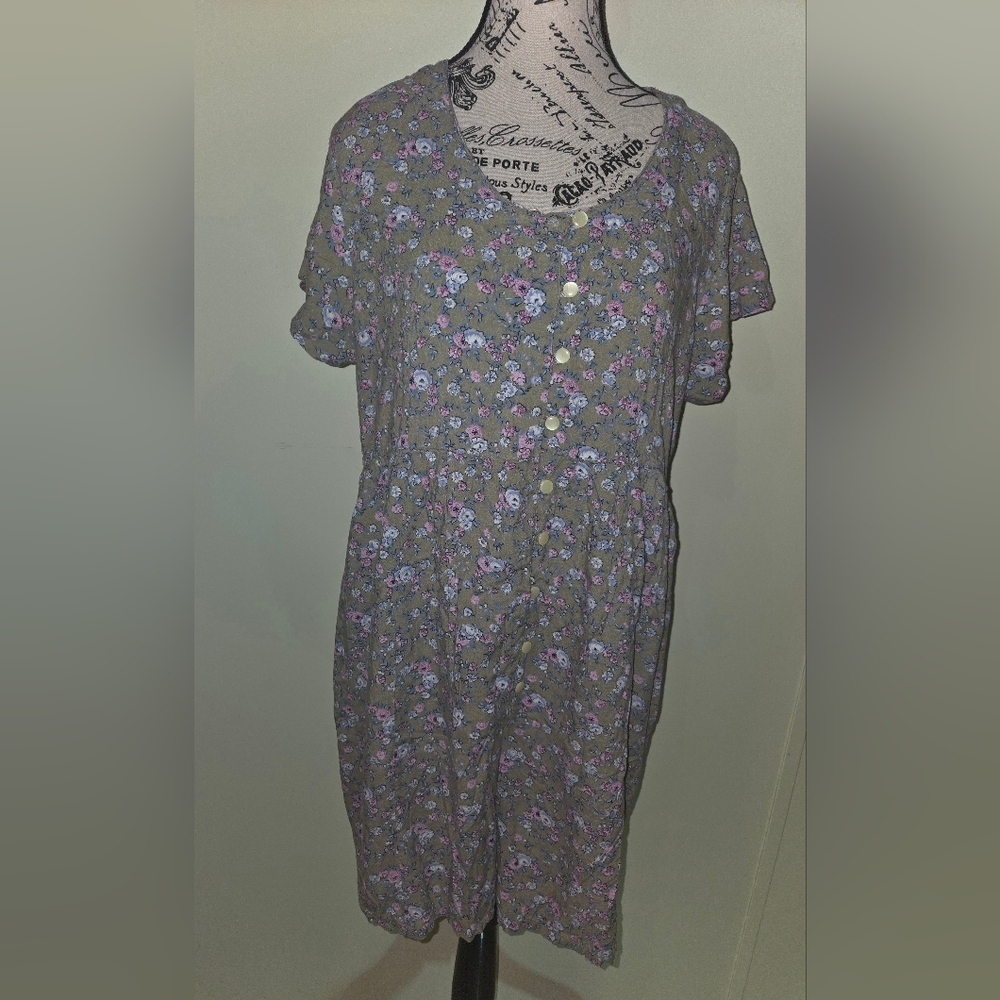 Vintage HONORS Maternity Summer Jumper Romper Sage Floral Sz Medium